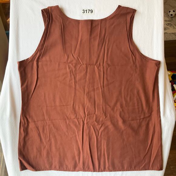 Orare Women Sleeveless Crewneck Blouse size XL, Cinnamon Orange, Made In U.S.A - Picture 5 of 5